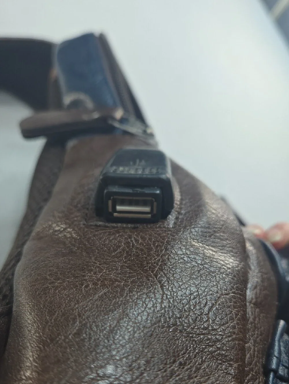 Men's Two-Tone Navy and Brown Sling Backpack